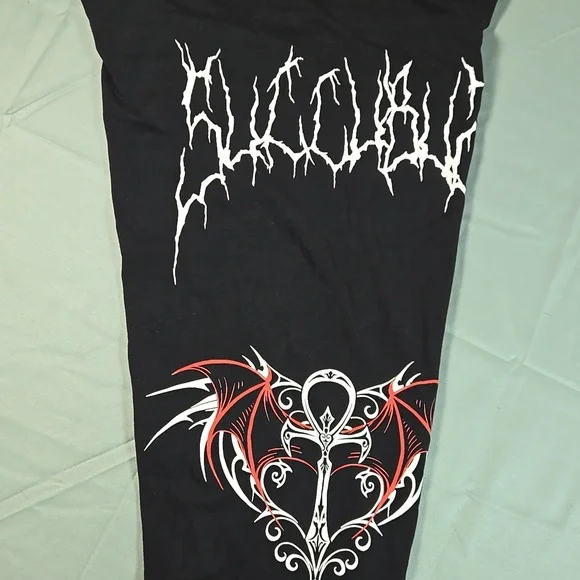 Black Gothic Gargoyle Dolls Kill Widow Womens XXL Pants Leggings Cross Zipper - Picture 3 of 8